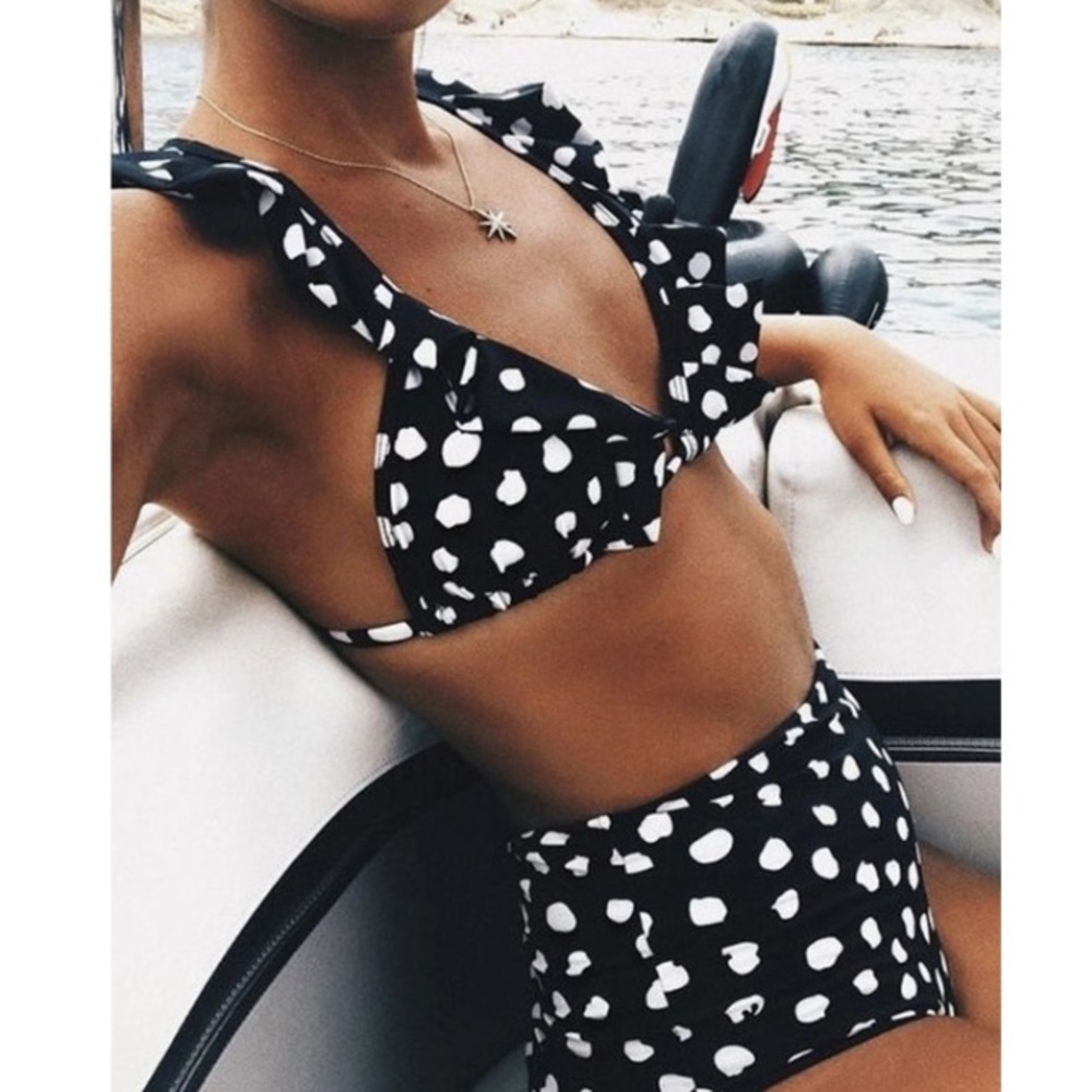 LAST ONE 5⭐️ Fave! MIRANDA Black Polka Dot Bikini - Picture 3 of 8